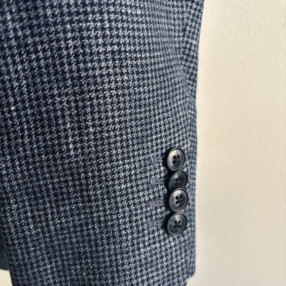 Gardo Bosman Unstructured Blue Houndstooth Wool Linen Sport Coat/ Blazer 38 - 40 - Picture 4 of 11